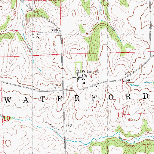 Topographic Map of Saint Joseph Church, IA