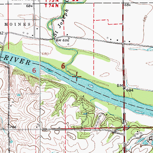 Topographic Map of Saint Joseph Creek, IA