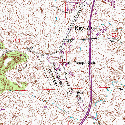 Topographic Map of Saint Joseph School, IA