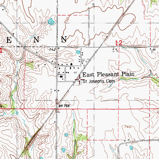 Topographic Map of Saint Josephs Cemetery, IA