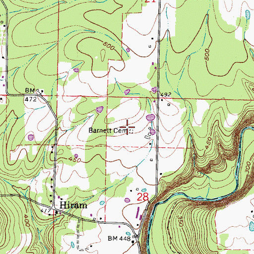 Topographic Map of Barnett Cemetery, AR