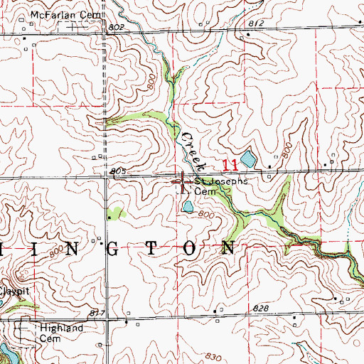 Topographic Map of Saint Josephs Cemetery, IA