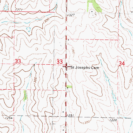 Topographic Map of Saint Josephs Cemetery, IA