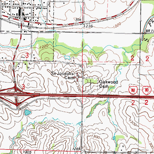 Topographic Map of Saint Josephs Cemetery, IA