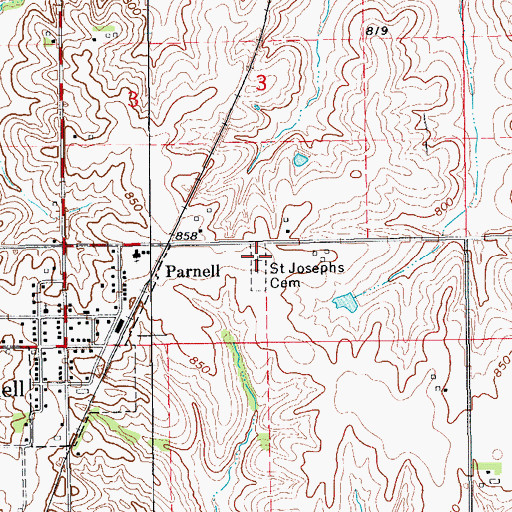 Topographic Map of Saint Josephs Cemetery, IA