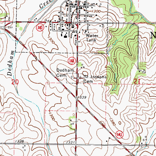 Topographic Map of Saint Josephs Cemetery, IA