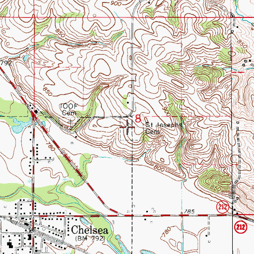 Topographic Map of Saint Josephs Cemetery, IA
