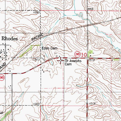 Topographic Map of Saint Josephs Cemetery, IA