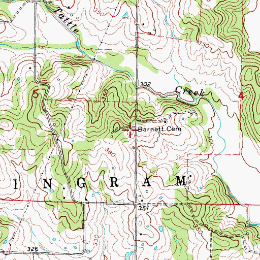 Topographic Map of Barnett Cemetery, AR