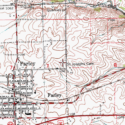 Topographic Map of Saint Josephs Cemetery, IA