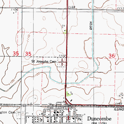 Topographic Map of Saint Josephs Cemetery, IA