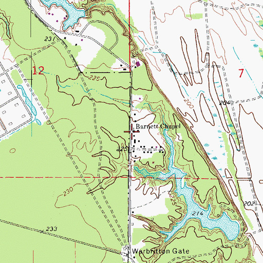 Topographic Map of Barnett Chapel, AR