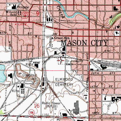 Topographic Map of Saint Josephs Cemetery, IA