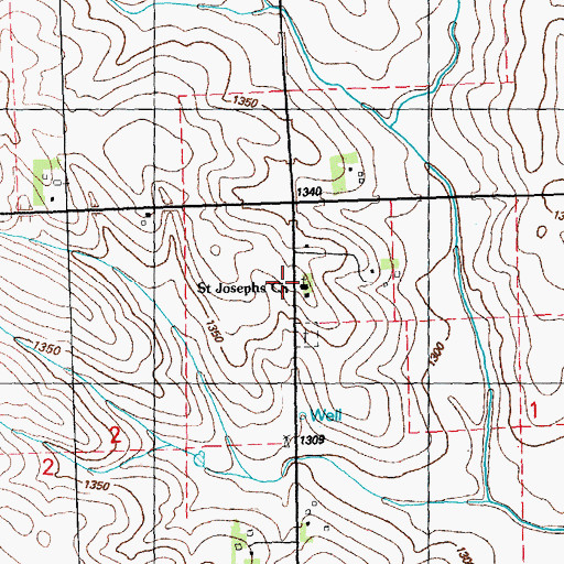 Topographic Map of Saint Josephs Church, IA