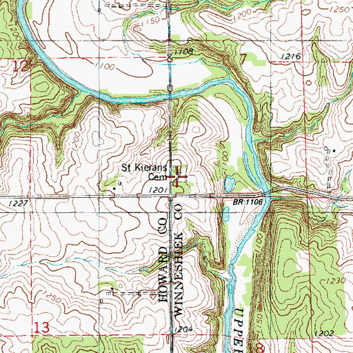 Topographic Map of Saint Kierans Cemetery, IA