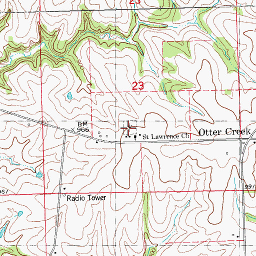 Topographic Map of Saint Lawrence Cemetery, IA