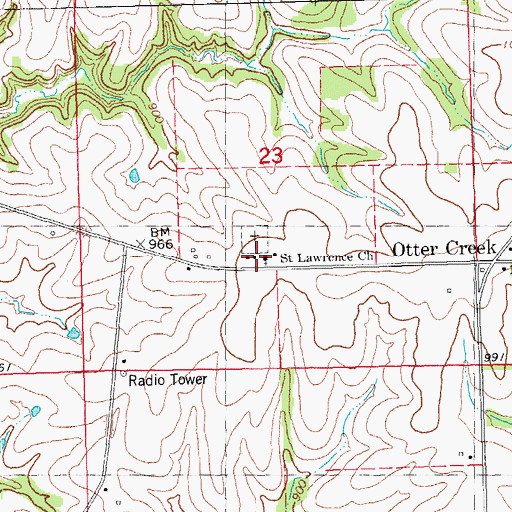 Topographic Map of Saint Lawrence Church, IA