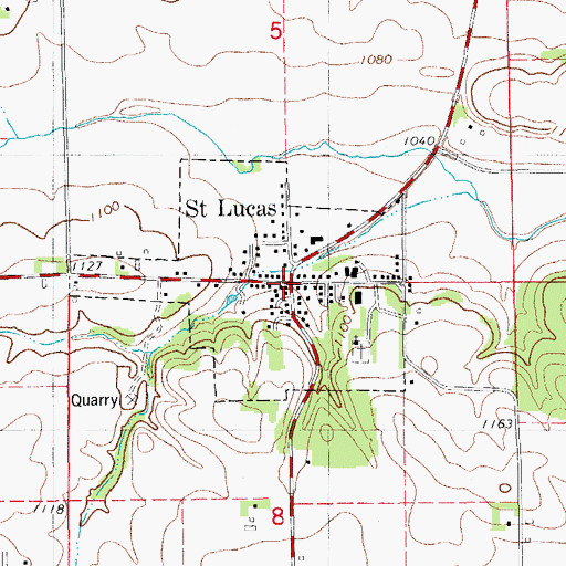 Topographic Map of Saint Lucas, IA