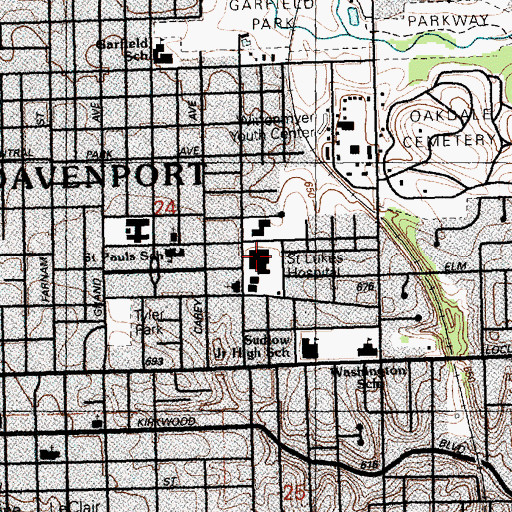 Topographic Map of Genesis Medical Center East Campus, IA