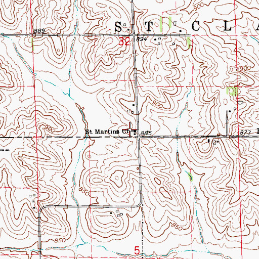 Topographic Map of Saint Martin Church, IA