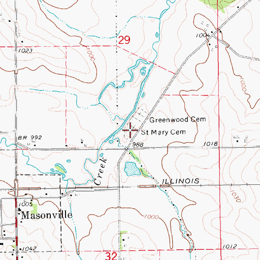 Topographic Map of Saint Mary Cemetery, IA
