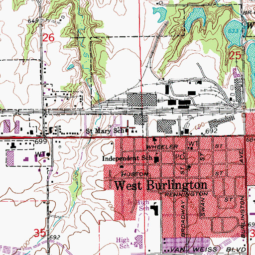 Topographic Map of Saint Mary School, IA