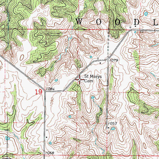 Topographic Map of Saint Marys Cemetery, IA