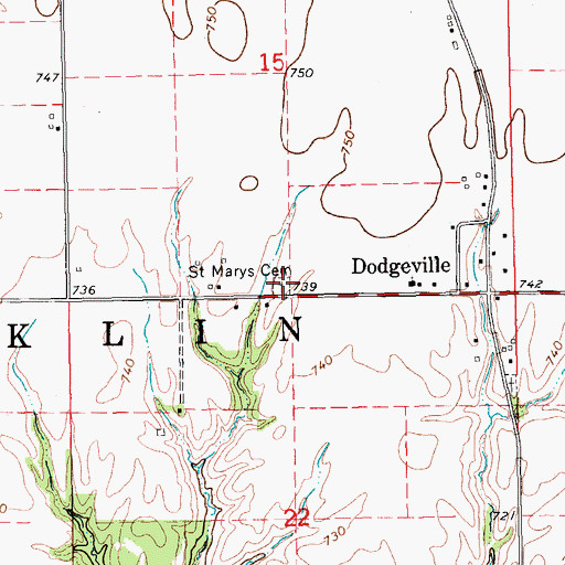 Topographic Map of Saint Marys Cemetery, IA