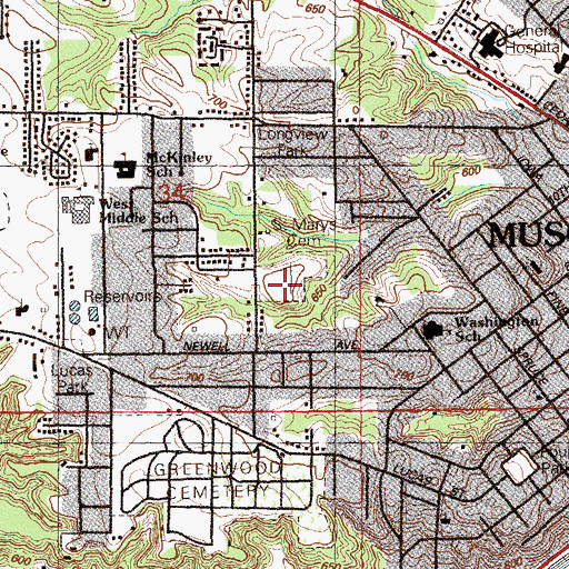 Topographic Map of Saint Mary's Cemetery, IA