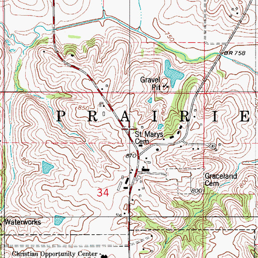 Topographic Map of Saint Mary's Cemetery, IA