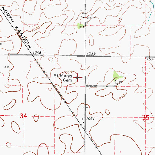 Topographic Map of Saint Marys Cemetery, IA