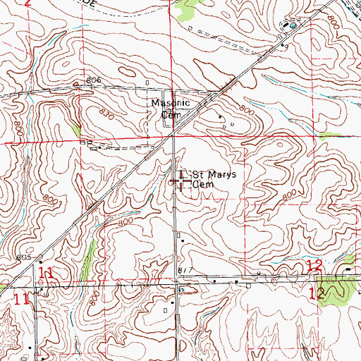 Topographic Map of Saint Marys Cemetery, IA