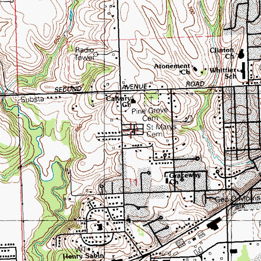 Topographic Map of Saint Mary's Cemetery, IA