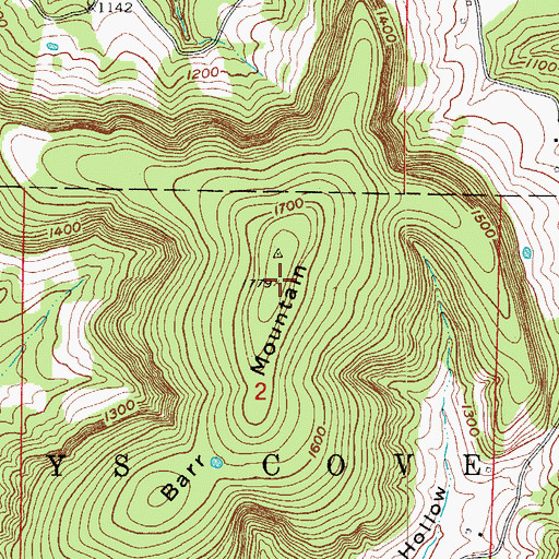 Topographic Map of Barr Mountain, AR