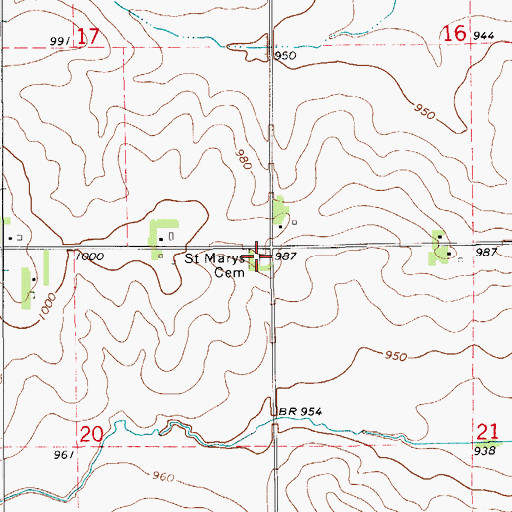 Topographic Map of Saint Mary's Cemetery, IA