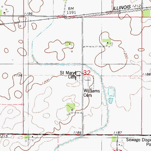 Topographic Map of Saint Marys Cemetery, IA
