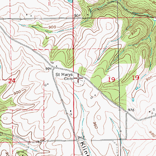 Topographic Map of Saint Mary's Cemetery, IA
