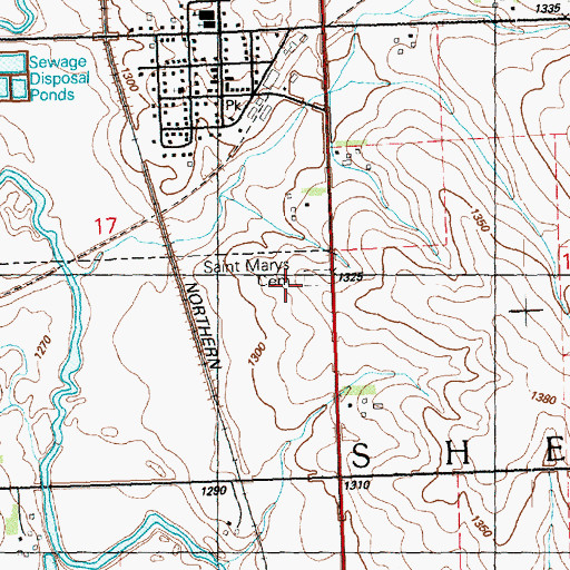 Topographic Map of Saint Marys Cemetery, IA