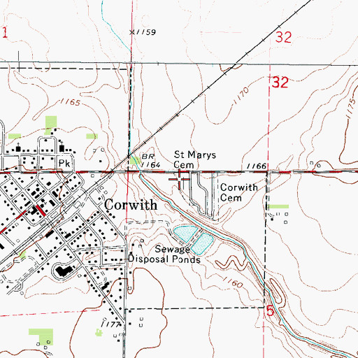 Topographic Map of Saint Mary's Cemetery, IA