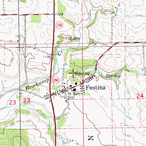 Topographic Map of Saint Marys Cemetery, IA