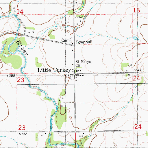 Topographic Map of Saint Marys Cemetery, IA