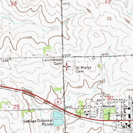 Topographic Map of Saint Marys Cemetery, IA