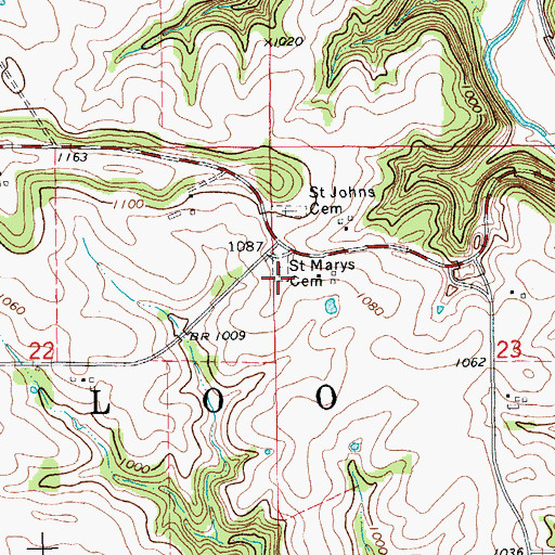 Topographic Map of Saint Marys Cemetery, IA