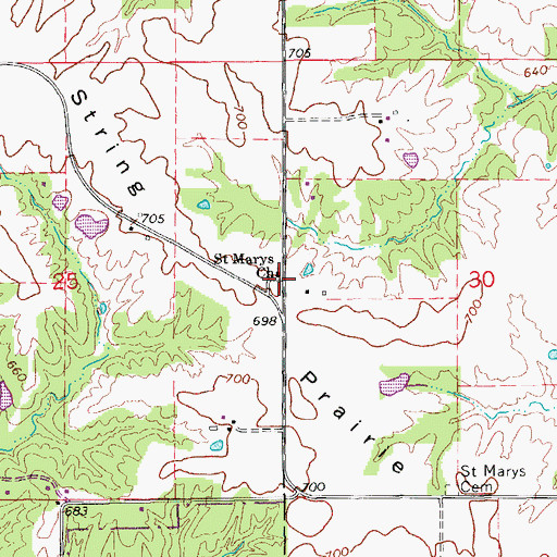 Topographic Map of Saint Marys Church, IA