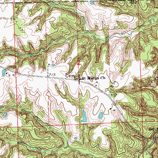 Topographic Map of Saint Marys Church, IA