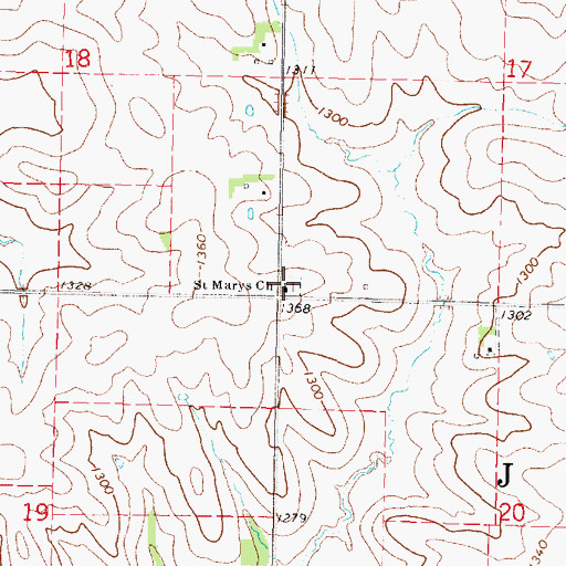 Topographic Map of Saint Marys Church, IA