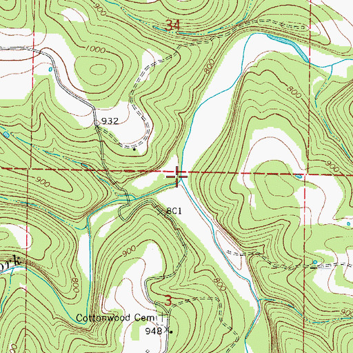 Topographic Map of Barren Fork, AR