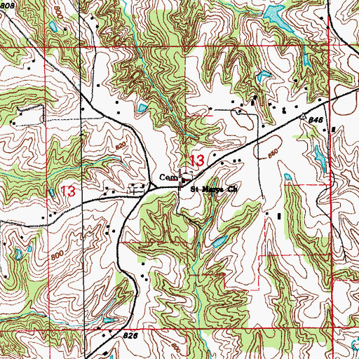 Topographic Map of Saint Marys Church, IA