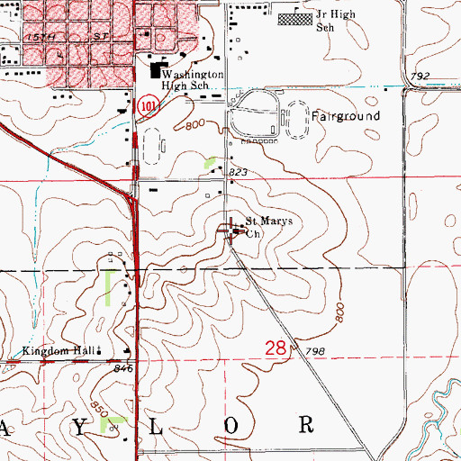 Topographic Map of Saint Marys Church, IA