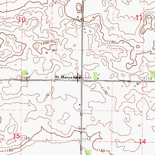 Topographic Map of Saint Marys Church, IA